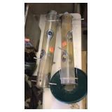 2 hanging bird feeders.
