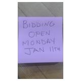 BIDDING OPENS MONDAY Jan. 11th