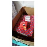 Box of file folders and bell