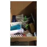 Box of drink ware and miscellaneous household