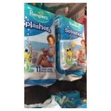 4 pkgs Pampers Splashers. 11/pkg. 
size M.