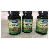 3 bottles healthcare supplements. St Johns Wort.