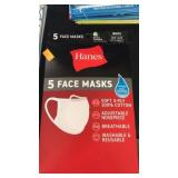 Package of 5 face masks. Hanes.