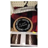 Cozy lot.  2 Moscow mules mugs.  Trivet. Blanket