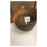 Cast iron kettle with strainer basket.  Vintage.