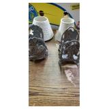 Lot of 2 yankee candle shades & 2 pewter candle
