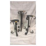 Lot of 3 stands / lifts / candle holders.  Metal.