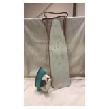 Toy metal iron & ironing board.  Vintage.
