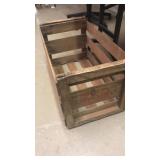 Crate.  Wood box.  Cantaloupes.