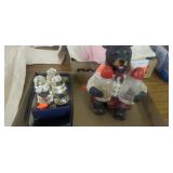 Bear holding salt & pepper shakers & etc