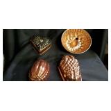 Lot if 4 vintage copper tone metal jello molds