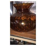 Large. Amber.  Glass Lamp Shade.