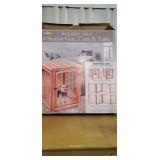 Wooden section gate, crate & table