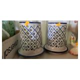 Set of Vintage Hand Painted Candle Covers