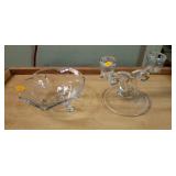 Decorative Glass Bowl (1963?) and Candleholder