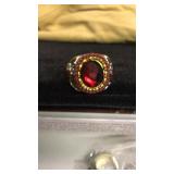 Red stone ring.  Size 7