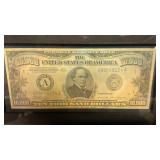 Framed 10,000 bill.  Not real.