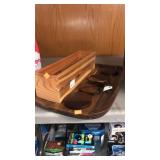 Wooden decorative coaster and coffee table set