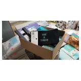 Flat of Various Items: Notebooks, Office Supplies