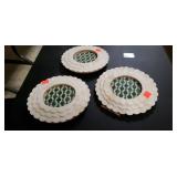 Three Round Flower Themed Picture Frames (4" x