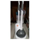 Toliet brush and plunger with caddy