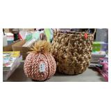 Decorative  Basket and Opal House Woven Pumpkin