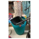 Trash can, mini handle held broom & mat
