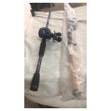 2 fishing poles.  1 wi/reel.  1 wi/ broken Tip