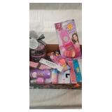 Girl lot, makeup, fingernail polish, perfume,