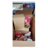 Box lot of plush animals and gift boxes