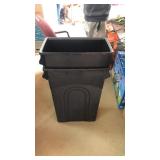 2 Black Plastic Trash Cans