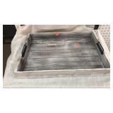 Wood & metal tray.  20" x 14" x 2"