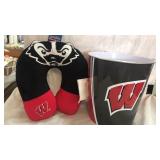 Wisconsin Trash can & back pillow