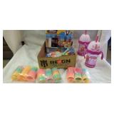 Flat of toys and sipping cups