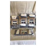 Cafe window buttons & tab top. Curtains.