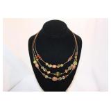 3 STRAND GREEN/AMBER NECKLACE