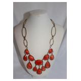 SILVER AND ORANGE STATEMENT NECKLACE SILVER AND ORANGE STATEMENT NECKLACE
