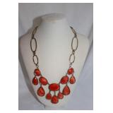 SILVER AND ORANGE STATEMENT NECKLACE