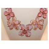 CROFT & BARROW  PINK FLORAL NECKLACE/EARRINGS