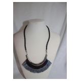 SILVER/BLACK/BLUE NATIVE AMERICAN STYLE NECKLACE SILVER/BLACK/BLUE NATIVE AMERICAN STYLE NECKLACE