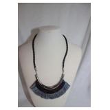 SILVER/BLACK/BLUE NATIVE AMERICAN STYLE NECKLACE