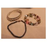 LOT OF 3 BRACELETS - 2 STRETCH AND ONE CLASPED LOT OF 3 BRACELETS - 2 STRETCH AND ONE CLASPED