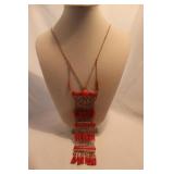 JULES B ORANGE BEADED GOLD TONE NECKLACE