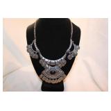 SILVERTONE "INDIAN-STYLE" NECKLACE