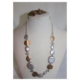 SILVER/COPPER TONE NECKLACE EARRINGS SET SILVER/COPPER TONE NECKLACE EARRINGS SET