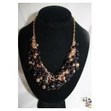 HEAVILY BEADED BLACK ANG GOLD NECKLACE HEAVILY BEADED BLACK ANG GOLD NECKLACE