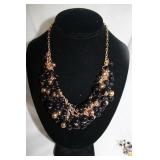 HEAVILY BEADED BLACK ANG GOLD NECKLACE