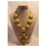 LONG GOLDTONE YELLOW STATEMENT NECKLACE