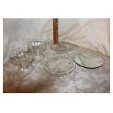 LOT OF GLASS BOWLS, CANDLE PLATE AND MIRROR PLATE