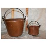 2 COPPER PLANTERS WITH HANDLES